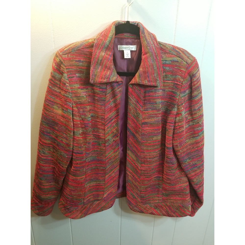 Coldwater Creek Women M Tapestry Blazer Jacket Multi Color Southwest Tweed